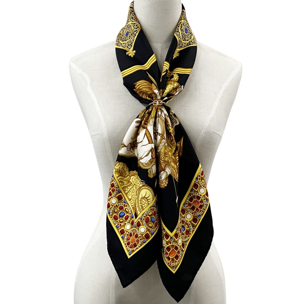 HERMES Black Silk Scarf - Picture 2 of 10